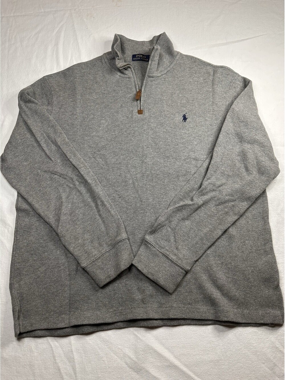 Polo by Ralph Lauren Light Gray Quarter Zip Sweater, L